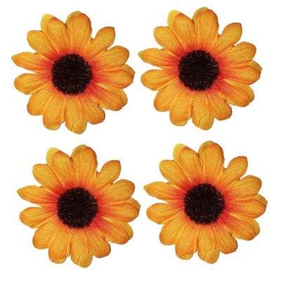 4x stuks zonnebloem verkleed broche speldje 5 cm