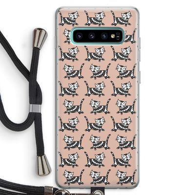 Zwarte poes: Samsung Galaxy S10 Plus Transparant Hoesje met koord
