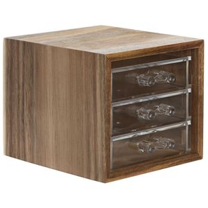 Bureau/hobby organizer - 3 lades - 14 x 13 x 12 cm - acacia hout