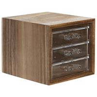 Bureau/hobby organizer - 3 lades - 14 x 13 x 12 cm - acacia hout - thumbnail