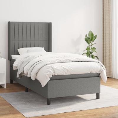 Boxspring met matras stof donkergrijs 100x200 cm