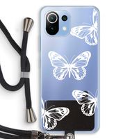 White butterfly: Xiaomi Mi 11 Lite Transparant Hoesje met koord