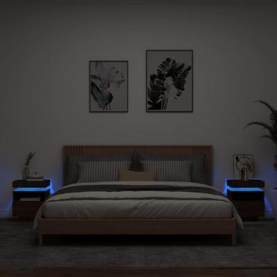 Nachtkastjes met LED 2 st 40x39x48,5 cm bruin eikenkleur