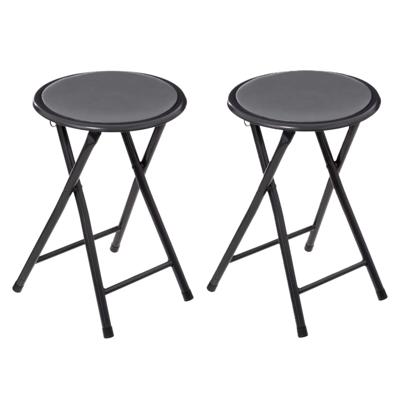 2x stuks bijzet krukje/stoel - Opvouwbaar - antraciet - 46 cm