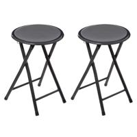 2x stuks bijzet krukje/stoel - Opvouwbaar - antraciet - 46 cm