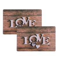 Placemats I love you - 8x - 29 x 44 cm - bruin - onderleggers - Tafeldecoratie met liefde sfeer