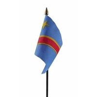 Congo - mini vlaggetje van 10 x 15 cm op stokje - Landen vlag - H27 cm