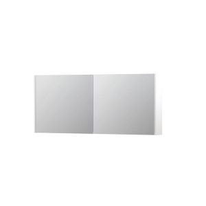 INK SPK1 Spiegelkast - 140x14x60cm - 2 deuren - dubbelzijdige Spiegel - schakelaar en stopcontact - MDF lak wit mat 1110751