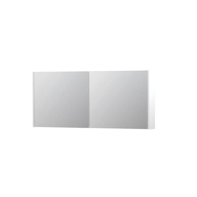 INK SPK1 Spiegelkast - 140x14x60cm - 2 deuren - dubbelzijdige Spiegel - schakelaar en stopcontact - MDF lak wit mat 1110751