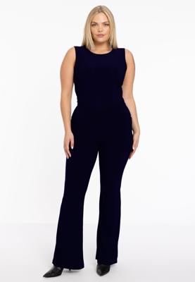 Yoek Pantalon met tailleband flare | Blauw | Maat 50/52