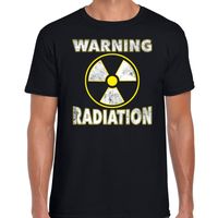 Halloween warning radiation verkleed t-shirt zwart voor heren - thumbnail