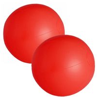 2x stuks opblaasbare zwembad strandballen plastic rood 28 cm - thumbnail