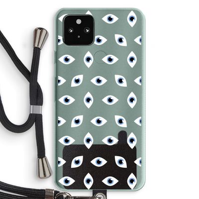 Eyes pattern: Pixel 5a 5G Transparant Hoesje met koord