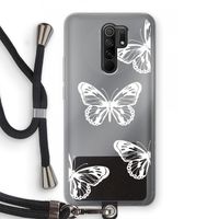 White butterfly: Xiaomi Redmi 9 Transparant Hoesje met koord