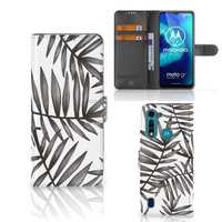 Motorola G8 Power Lite Hoesje Leaves Grey - thumbnail