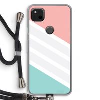 Strepen pastel: Pixel 4a Transparant Hoesje met koord