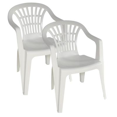 Stoel voor buiten/binnen - 6x - tuinstoelen - wit - 50 x 54 x 76 cm - stevig kunststof - Bijzet stoe