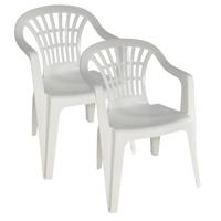 Stoel voor buiten/binnen - 6x - tuinstoelen - wit - 50 x 54 x 76 cm - stevig kunststof - Bijzet stoe