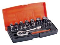 Bahco Doppenset 1/4" | zeskant | inch-maten | inclusief bits en bithouder - 25-delig - koffer - SL25AF