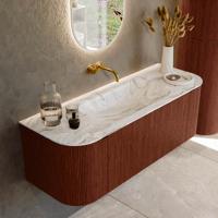 Badmeubel Mondiaz Kurve-Dlux | 130 cm cm | Meubelkleur Ruby | Wastafelkleur Glace | Solid surface | Wasbak midden spoelbak | Zonder kraangat(en) Badmeubel Mondiaz Kurve-Dlux | 130 cm cm | Meubelkleur Ruby | Wastafelkleur Glace | Solid surface | Wasbak midden spoelbak | Zonder kraangat(en)