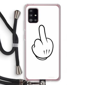 Middle finger white: Samsung Galaxy A51 5G Transparant Hoesje met koord