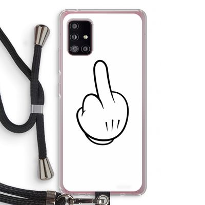 Middle finger white: Samsung Galaxy A51 5G Transparant Hoesje met koord
