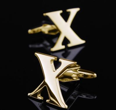 1 paar gouden letters A-Z naam Manchetknopen mannen Frans shirt Manchetknopen (X)