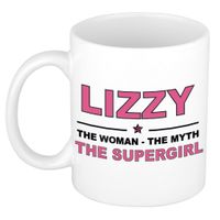 Naam cadeau mok/ beker Lizzy The woman, The myth the supergirl 300 ml   - - thumbnail