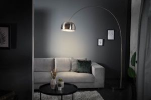 Uitschuifbare booglamp LOUNGE DEAL 170-210cm vloerlamp met geborsteld chroom marmeren voet - 21068