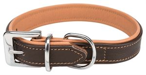 TRIXIE HALSBAND HOND ACTIVE COMFORT LEER BRUIN / LICHTBRUIN 31-37X2,5 CM