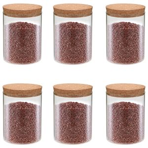 VidaXL Opbergpotten met kurken deksel 6 st 650 ml glas