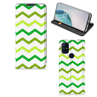 OnePlus Nord N10 5G Hoesje met Magneet Zigzag Groen