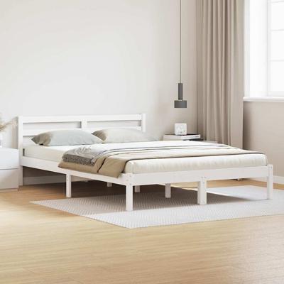 Bedframe met hoofdeinde Wit 220 x 140 cm Massief grenenhout