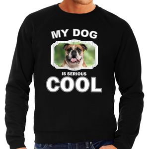 Honden liefhebber trui / sweater Britse bulldog my dog is serious cool zwart voor heren