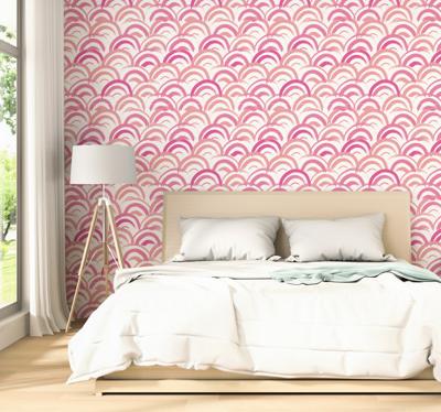 Bloemen behang roze en paars bloemetjes patroon