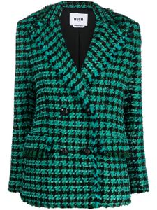 MSGM blazer croisé à motif pied-de-poule - Vert