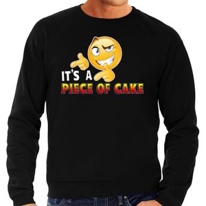 Funny emoticon sweater Piece of cake zwart here