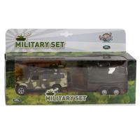 Kids Globe die-cast land rover met aanhanger leger, 27cm