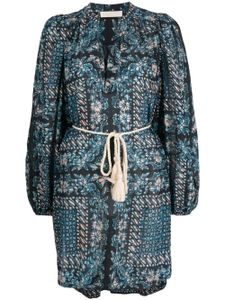 Ulla Johnson robe imprimée à taille nouée - Bleu