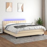 Boxspring met matras en LED stof crèmekleurig 180x200 cm