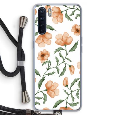 Peachy flowers: Oppo A91 Transparant Hoesje met koord