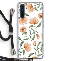 Peachy flowers: Oppo A91 Transparant Hoesje met koord