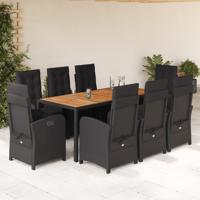 9-delige Tuinset poly rattan zwart