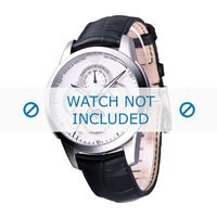 Armani horlogeband AR4613 Leder Zwart 20mm + zwart stiksel
