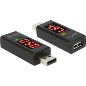 Delock 65569 Adapter USB 2.0 A male > A female met LED-indicator voor Volt en Ampère