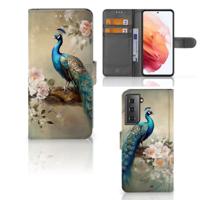 Telefoonhoesje | Met pasjeshouder | voor Samsung Galaxy S21 Vintage Pauwen