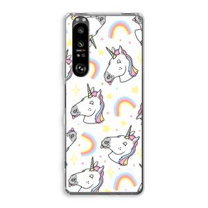 Rainbow Unicorn: Sony Xperia 1 III Transparant Hoesje