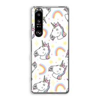 Rainbow Unicorn: Sony Xperia 1 III Transparant Hoesje - thumbnail