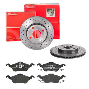 Remmenset, remschijf BREMBO, Remschijftype: Geperforeerd / Geventileerd, Inbouwplaats: Vooras, u.a. für Ford