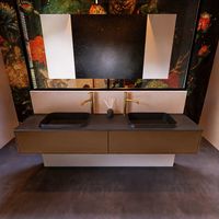Badkamermeubelset Mondiaz Erin 200 cm met 2 Lades met RIDGE Wastafel Dubbel Urban met 2 kraangaten Greeploos Mat Rust Badkamermeubelset Mondiaz Erin 200 cm met 2 Lades met RIDGE Wastafel Dubbel Urban met 2 kraangaten Greeploos Mat Rust